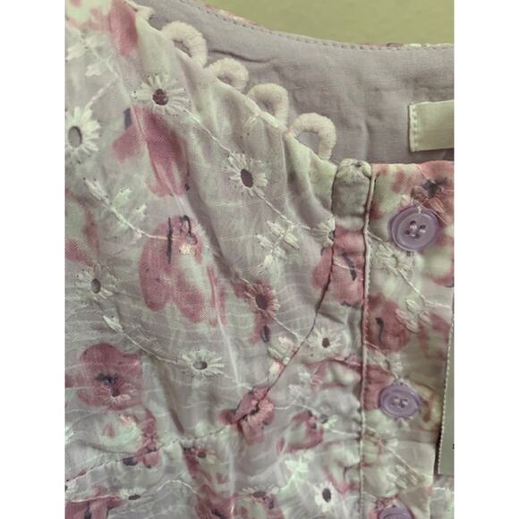 Lush-Strappy-Romantic-Floral-Top-Lilac-Eyelet-NWT-100% Rayon-Women-L - Picture 5 of 6
